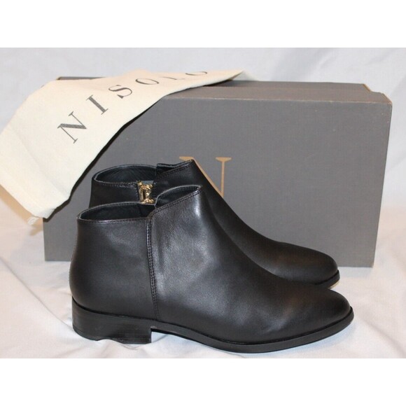 Nisolo Lana Black Rubber Leather Ankle Booties Size 6 NIN $228‎ - Picture 1 of 6